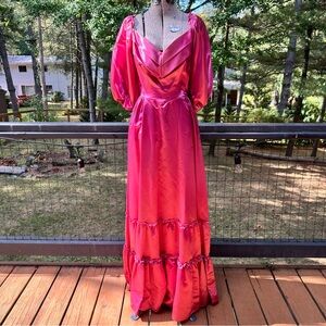 Late 70’s/early 80’s handmade bubble sleeve satin bridesmaid dress